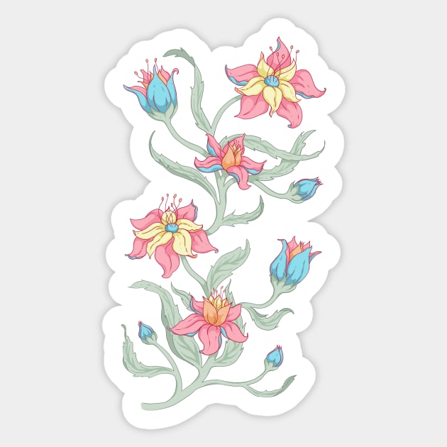 Pastel Floral Seamless Pattern Sticker by alinabeska